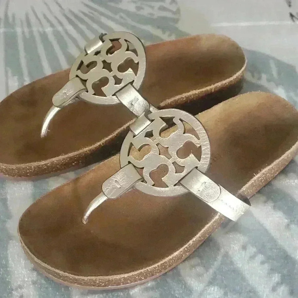Tory Burch Metallic Gold Miller Cloud Sandal SZ 6 - Picture 2 of 4
